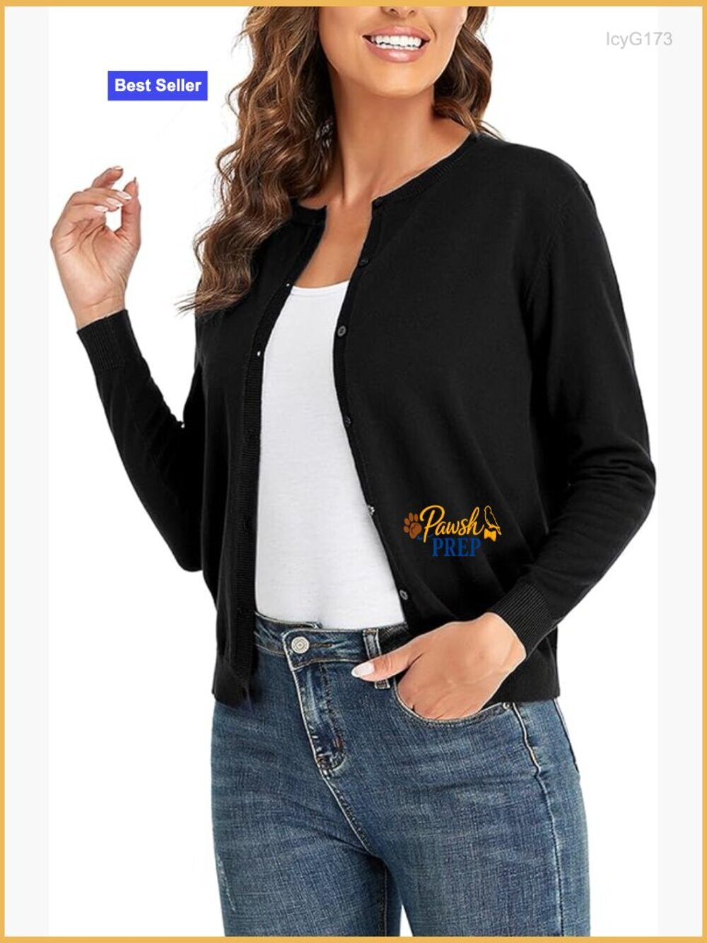 Women's Crew Neck Cardigan Long Sleeve Button Down Soft Knit Sweater